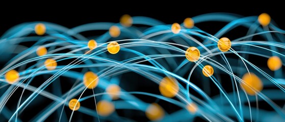 Poster - Dynamic network connections and interactions in technology abstract visualization digital environment futuristic concept