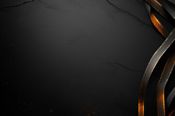 Poster - Dark textured background with golden ribbons creating elegant contrast and depth