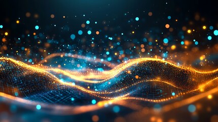 Poster - glittering energy waves, abstract background