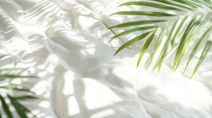 Poster - Tropical patterns and light summer fabrics create a refreshing atmosphere in a bright, sunlit space. Generative AI