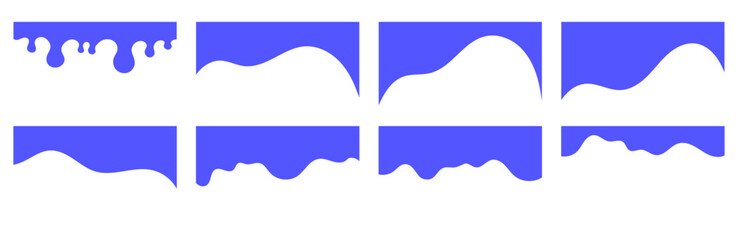 Wall Mural - A collection of abstract blue drip and wave-shaped vector elements, ideal for graphic design, web, and artistic projects.