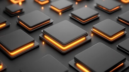 Poster - glowing squares, tech background