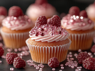 Wall Mural - cake with cream and strawberry