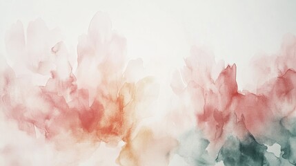 Aufkleber - Colorful watercolor illustration showcasing abstract floral shapes and soft hues of pink and teal in a serene artistic composition. Generative AI
