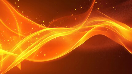Poster - abstract orange background with glowing lines and shapes.