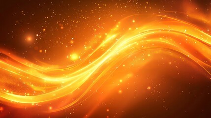 Poster - abstract orange background with glowing lines and shapes.