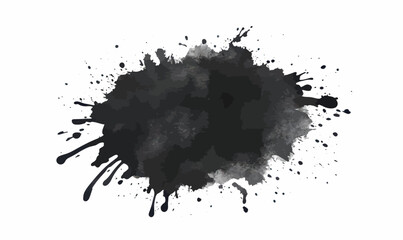 Poster - Abstract Black Watercolor Splash Minimalist Grunge Brush Stroke Vector on White