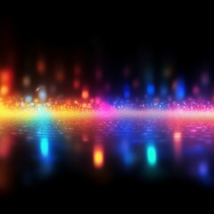 Poster - Colorful light reflections create a vibrant atmosphere in a dark setting during a festive night event