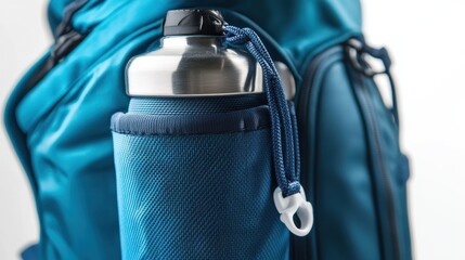 Wall Mural - Close-up of a water bottle holder isolated on a white background, ideal for outdoor and travel gear.