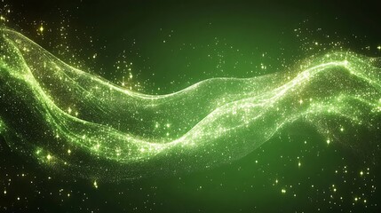 Poster - green energy wave, dark background