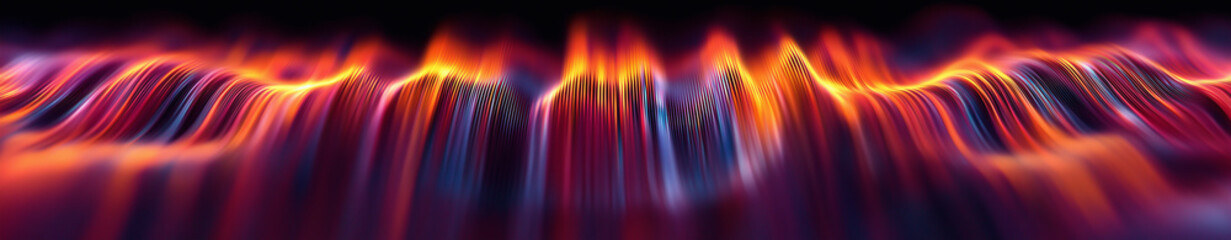 Wall Mural - Abstract neon pink and blue high speed light waves banner on a black background