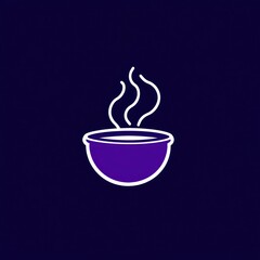 Wall Mural - Steaming purple bowl. Meal time graphic. Food & cooking logo. Restaurant menu use