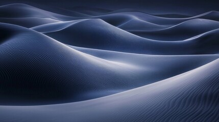 Poster - Under the soft glow of moonlight, gentle waves of sand rise and fall, creating a tranquil landscape that invites reflection and inspires awe. The quiet beauty of the night brings peace