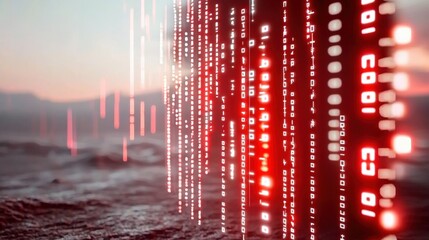 Poster - Digital transformation in technology virtual landscape abstract art futuristic environment close-up view data visualization concept