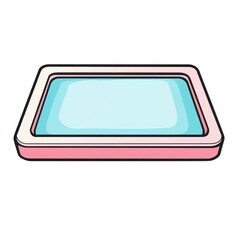 Wall Mural - Illustrated pink tray with blue liquid, on white background. For design elements