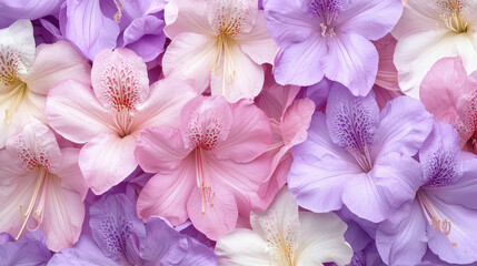 Wall Mural - Beautiful floral pattern featuring pink, purple, and white flowers, creating vibrant and harmonious design