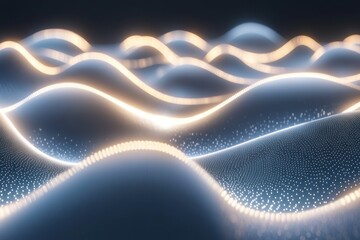 Poster - visually stunning digital representation of glowing waves in dark space