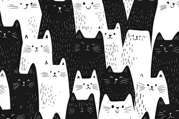 Seamless pattern with set of cats 