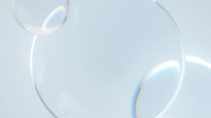 Fototapete - Clean abstract background. Bright neutral video template with pure shiny air bubbles animation. Simple blank with copy space. Seamless loop.