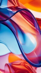 Poster - Colorful fluid ribbons swirl gracefully, forming dynamic abstract patterns. Vibrant hues blend seamlessly, evoking a sense of motion and creativity