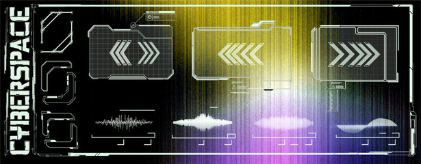 Poster - Futuristic interface design showcasing dynamic elements for a cyberspace theme with sound visuals