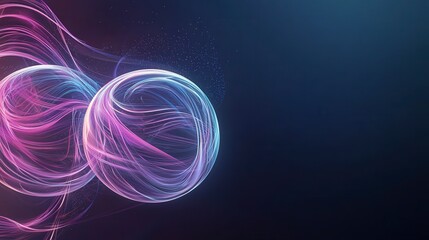 Poster - Vibrant abstract spheres with flowing light trails against a dark background, creating a futuristic and dynamic visual effect.