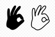 © artsterdam - Hand showing or shows ok or okay gesture, graphic design. Arm or wrist gesticulate symbol fine or cool, vector design and illustration