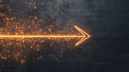 Poster - A glowing arrow made of sparks points right against a dark textured background, symbolizing direction and movement.