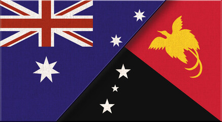 Wall Mural - Two Flags Together Australian and Papua New Guinea national flags on fabric