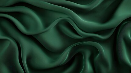 Poster - Luxurious emerald silk cascading in smooth, elegant folds, revealing opulent texture and rich coloration, ideal for high end design and sophisticated visual compositions
