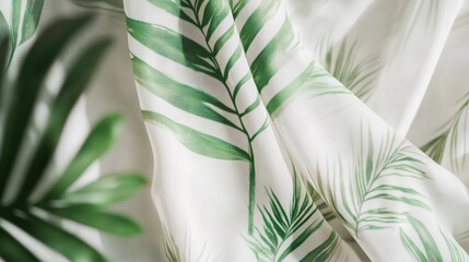 Poster - Tropical patterns in light summer fabrics create a refreshing atmosphere for a warm afternoon. Generative AI