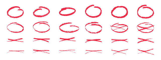Poster - A set of red strokes    with marker pen, pencil, chalk . Hand drawn doodles, swirls and curves. Vector illustration of various strokes and lines drawn with charcoal.