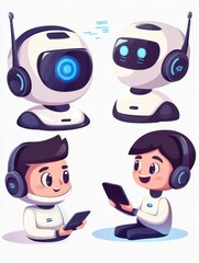 Poster - customer support solutions isolated cartoon vector illustrations. marketing manager chatting with cl