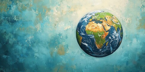 Sticker - A Painted Earth Globe Against A Textured Background