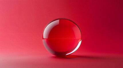 Wall Mural - Red glass ball with a red liquid inside. The ball is sitting on a red background. Concept of mystery and intrigue, as the viewer is left to wonder what the liquid inside the ball is