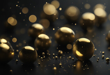 Poster - background small 3d rendering bright black bubbles gold bubble illustration design art speech abstract symbol isolated drawing beer funny liquid signs colours concept graphic texture element light