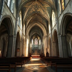 Wall Mural - Grand Cathedral Interior with Arched Architecture