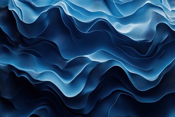 Poster - Intriguing blue wave lines flow smoothly against a dark background, showcasing a captivating interplay of light and texture