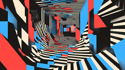 Wall Mural - geometric optical illusion patterns, playing with perception and creating dynamic, mind-bending visu