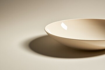 Aufkleber - Porcelain bowl with a glossy finish is elegantly presented in soft lighting, highlighting its sophisticated design and smooth surface with copy space available