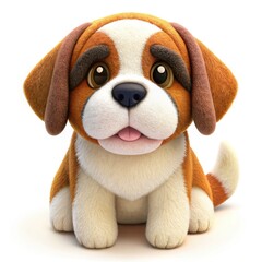 Wall Mural - Cute Saint Bernard Dog Made of Felt in Vibrant Colors. Generative AI