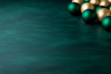 Aufkleber - Close-up of a sophisticated Christmas background with glowing green and golden decorations, perfect for creating a festive message during the holiday season