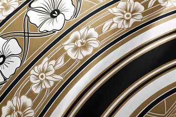 Sticker - Captivating Floral Design With Black Gold and White Accents. Generative AI