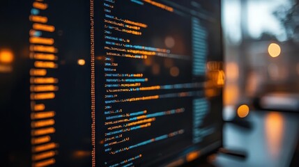 Software development process, close-up of code and interface design on a screen