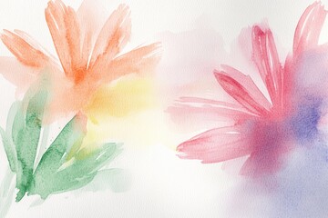Poster - Vibrant watercolor illustration of flowers in soft hues capturing the essence of a peaceful garden in springtime. Generative AI