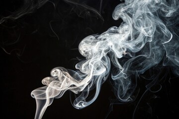 Wall Mural - White Smoke Swirling on a Black Background in High Contrast. Generative AI