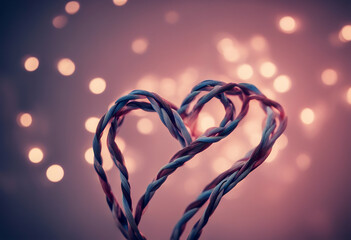 Poster - shape cable heart twisted network digital ethernet cord line lan link cyberspace wire technology connection plug telecom white datum computer equipment isolated wired communication router device web
