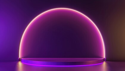 Poster - Luxurious Purple Curved Background With Lighting Effect And Copy Space For Text. Elegant Design Elements For Premium Presentation.