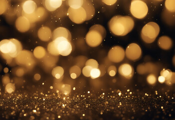 Wall Mural - glitter abstract bokeh background overlay golden dark sparkles lights gold glistering sparkle light 