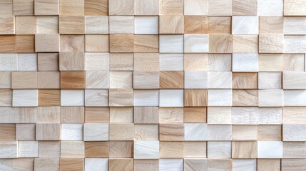 Wall Mural - Wooden cube wall texture background design (2)